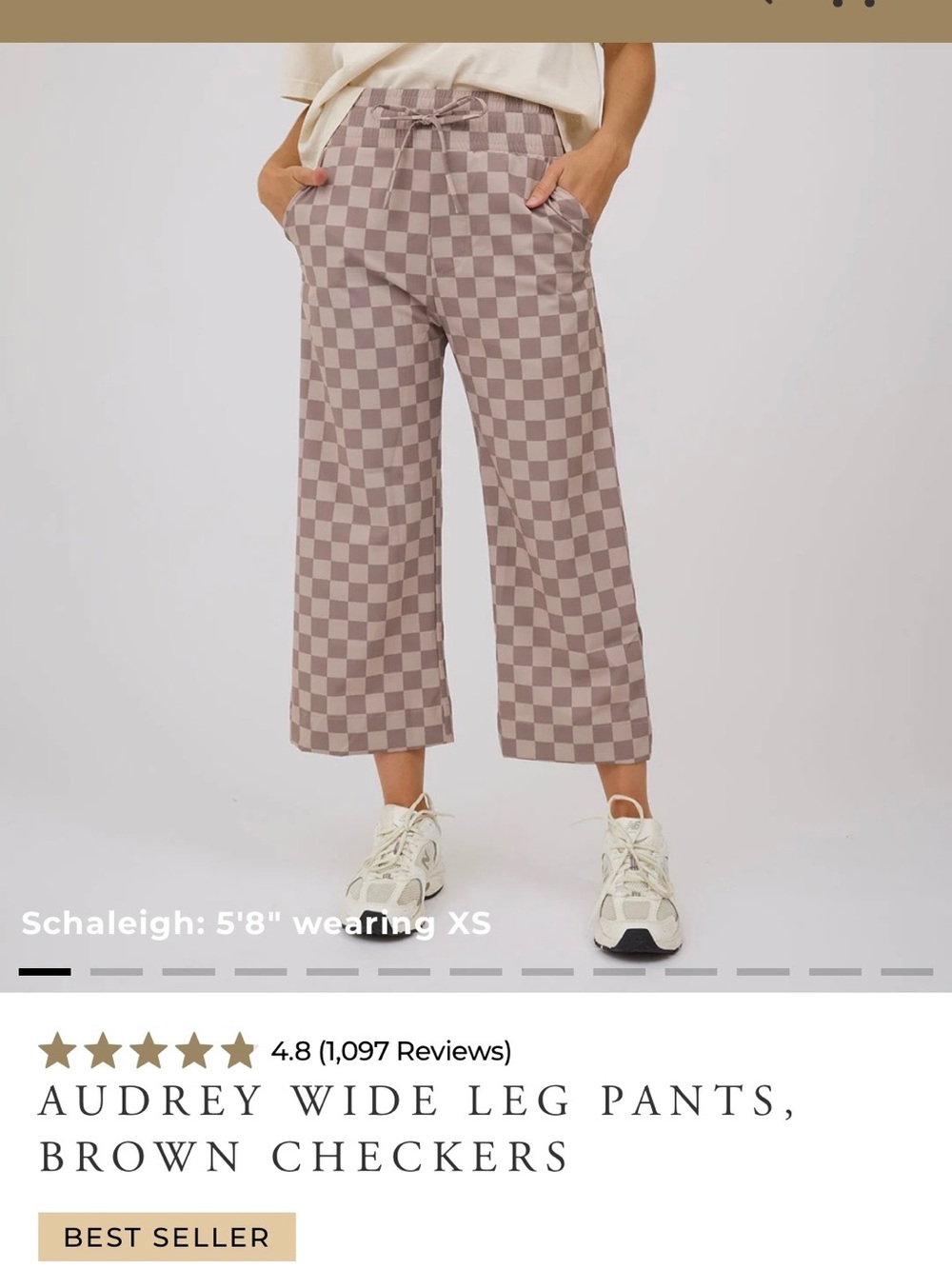 Albion Audrey Wide Leg Pants in Brown Checkers